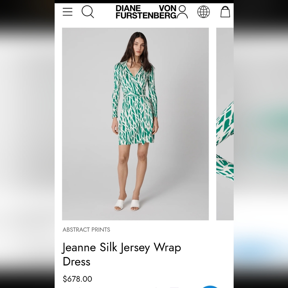 Diane Von Furstenberg Green Abstract Wrap Dress